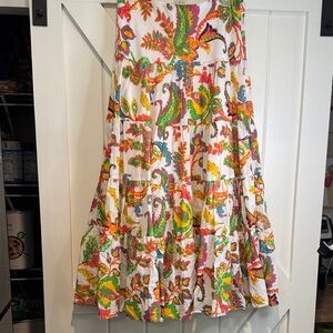 Lauren Ralph Lauren White Maxi Skirt with Bright Paisley Print